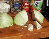 A picture of step 1 of Hungarian Cabbage Roll Soup.