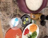 A picture of step 1 of Vegetable fried rice and shredded beef sauce.