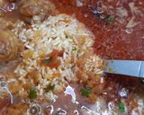A picture of step 2 of Jhinga Pulao.