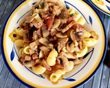 Foto del passaggio 1 della ricetta Pasta alle castagne, funghi e prosciutto crudo