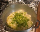 A picture of step 1 of Cajun shrimp seafood stuffing for baked potatoes.