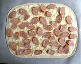 A picture of step 3 of Smoked Sausage & Sauerkraut Flammkuchen.