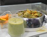 A picture of step 16 of Kathal biryani with pudina dhania chhachh.
