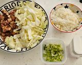 A picture of step 1 of Salted Pork and Vegetable Fried Rice (Fridge Mystery Meal #3).