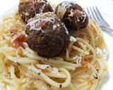 A picture of step 7 of Spaghetti with Vegan Lentil Meat Balls.