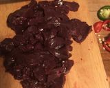 A picture of step 1 of Spicy lamb liver (pre 15min, cook 5min).