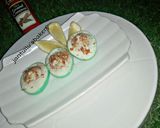 A picture of step 5 of Sweet n spicy devilled eggs.