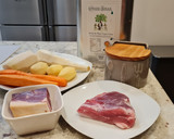 Foto del paso 1 de la receta: Caldo de costilla con jamón y verduras