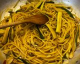 A picture of step 5 of One-Pan Spaghetti with Clams, Zucchini, and Saffron.