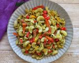 A picture of step 5 of Basil pesto macaroni.