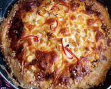 A picture of step 4 of Beef&chicken pizza.