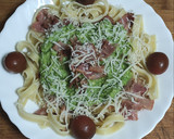 Foto del paso 2 de la receta: Tagliatelle con carbonara de aguacate, bacon, nidos de pasta 🍝