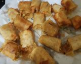 A picture of step 21 of Spring rolls with kimchi salad and schezwan sauce dip.