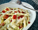 Foto del paso 7 de la receta: Macarrones con crema de aguacate, costilla de cerdo, parmesano y crujiente de jamón