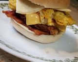 A picture of step 4 of Four Meat, Four Cheese Bagel Breakfast Sandwich.