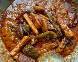 A picture of step 6 of Kadai paneer.