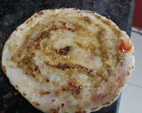 A picture of step 5 of Tri colour suji pancake Swiss roll.