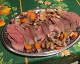 Une image de l'étape 10 de Rôti de sanglier au lard et vin rouge (marinade maison au cognac, aromates et légumes).