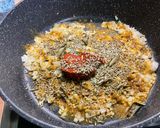 A picture of step 7 of Eggplant Curry with Mushrooms, Tomatoes, and Coconut Milk.
