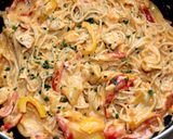 Sajtos-csirkés fajitas spagetti recept fázis 8 fotója