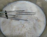 A picture of step 1 of Singhara atta kadhi.