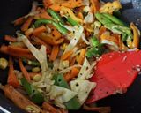 A picture of step 2 of Veg Sizzler with Paneer Steak and creamy Pasta.