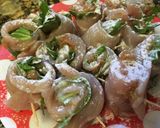 A picture of step 5 of Chicken tender rolls (shiso leaves + umeboshi).