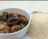 A picture of step 4 of Chicken pepper soup and white rice.