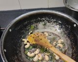 A picture of step 5 of South Indian Pongal, Brinjal sabji dhania chutney.