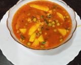 A picture of step 5 of Punjabi Aloo Matar ki subji.