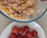 A picture of step 4 of Salmon with Sweetcorn and crackers.