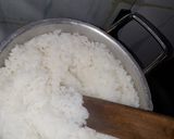 A picture of step 2 of Tuwon Shinkafa (Mashed Rice) and Groundnut Soup (Miyan Gyada).