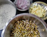 A picture of step 1 of Sprout pulav.
