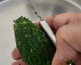 A picture of step 1 of Karela Chips.