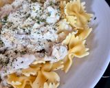 A picture of step 4 of Creamy Chicken and Mushroom Pasta.