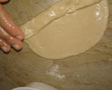 A picture of step 9 of Lacha Dar Paratha in layers of three kind.