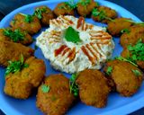 A picture of step 10 of Pitta bread with Falafel and Hummus.