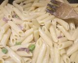 A picture of step 3 of Pasta with asparagus and speck.