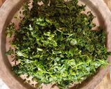 A picture of step 1 of Saag with egg fry.