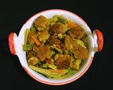 A picture of step 9 of Lentil Fritters in mix veg curry.