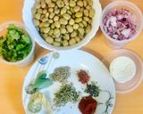 A picture of step 1 of Falafel with pita bread and spicy yoghurt #zoomfalafel.