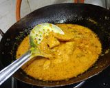A picture of step 8 of Soya chaap korma.
