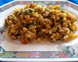 A picture of step 5 of Cashew Corn Potato Chaat.