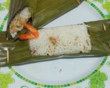 Foto langkah ke 5 dari resep Nasi Ayam Kukus Daun Pisang.