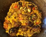 A picture of step 2 of California Farm Spiced Lamb Fried Rice.