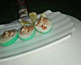 A picture of step 4 of Sweet n spicy devilled eggs.
