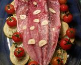 Foto del paso 8 de la receta Jurel blanco del estrecho con patatas al ajillo y cherrys asados