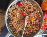 A picture of step 3 of Cara's stuffed bell peppers.