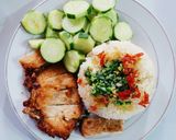 Hình bước làm 7 của món Cơm sườn chiên mỡ hành