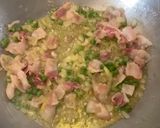 A picture of step 5 of Deany's spaghetti carbonara.